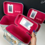 کیف سه تیکه آرایشی گلدار آبی