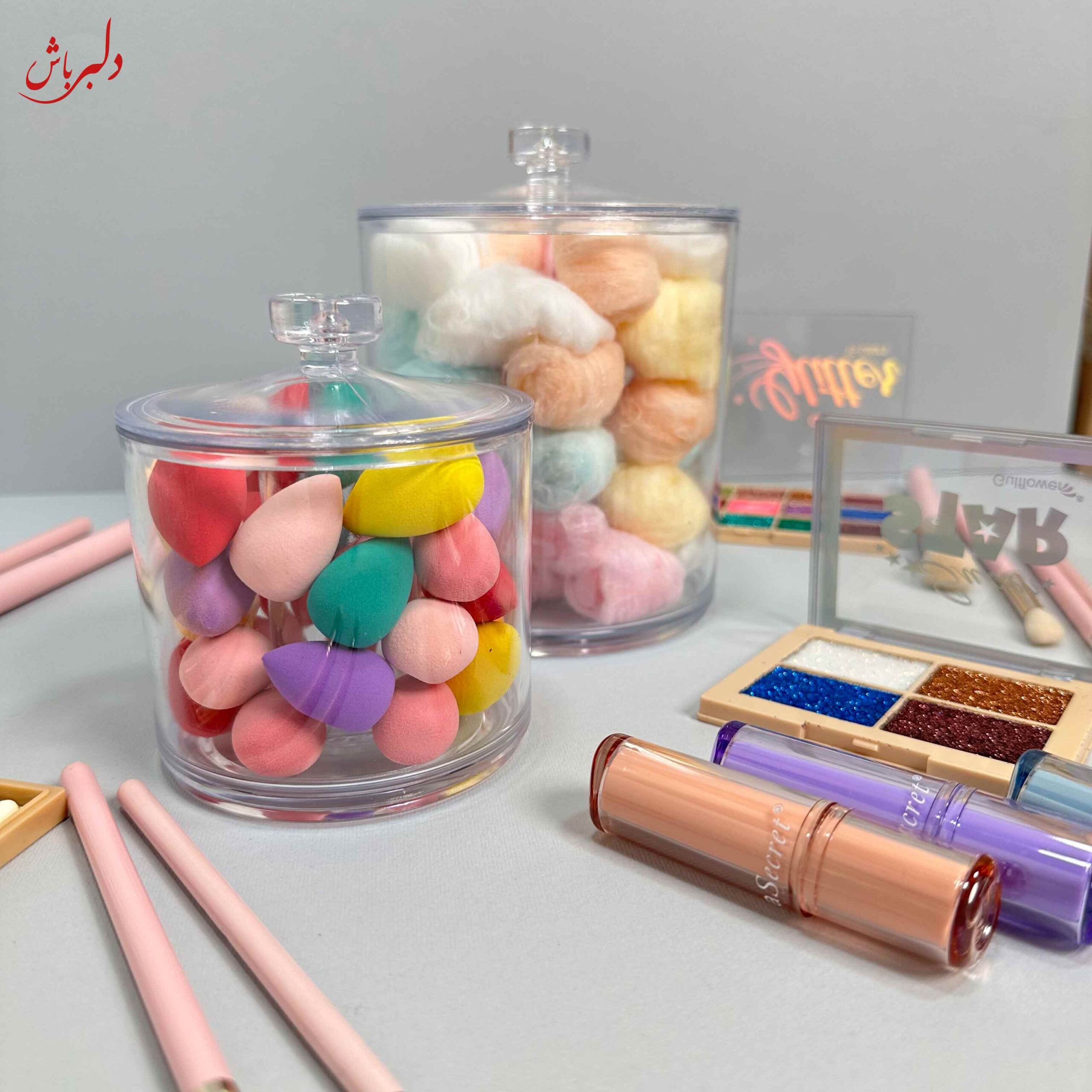 استند استوانه ای دوقلو شفاف