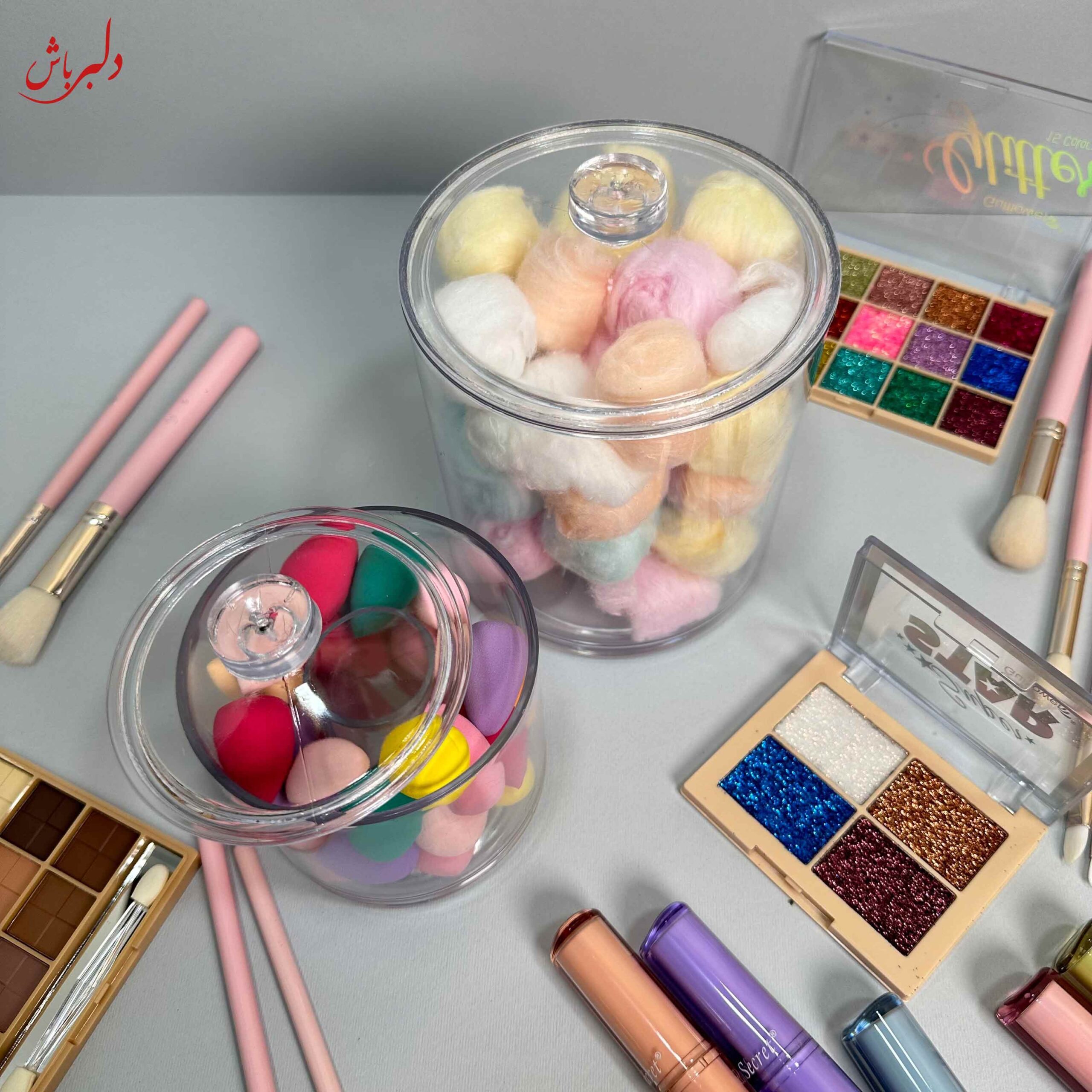 استند استوانه ای دوقلو شفاف